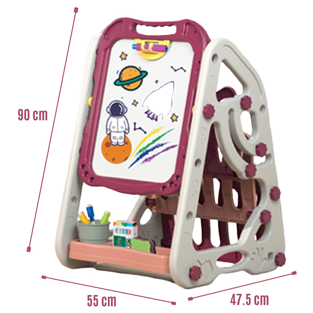 Little Story - Double Sided Magnetic Board with Book Shelf - Pink