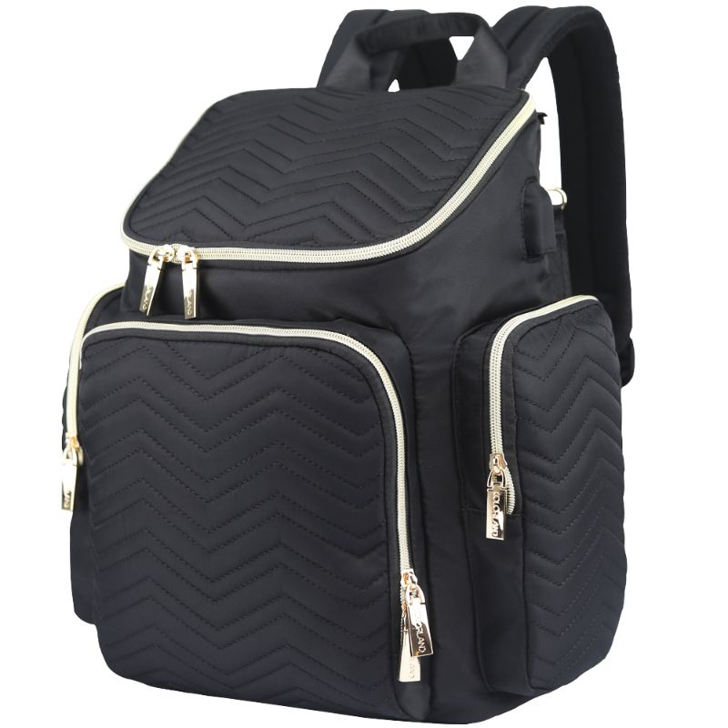 Little Story - Georgia Bag with Changing Pad & Hooks - Black