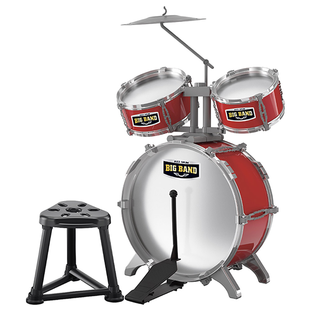 Little Story - Kids Drum Set Musical Instrument with Stool - Red