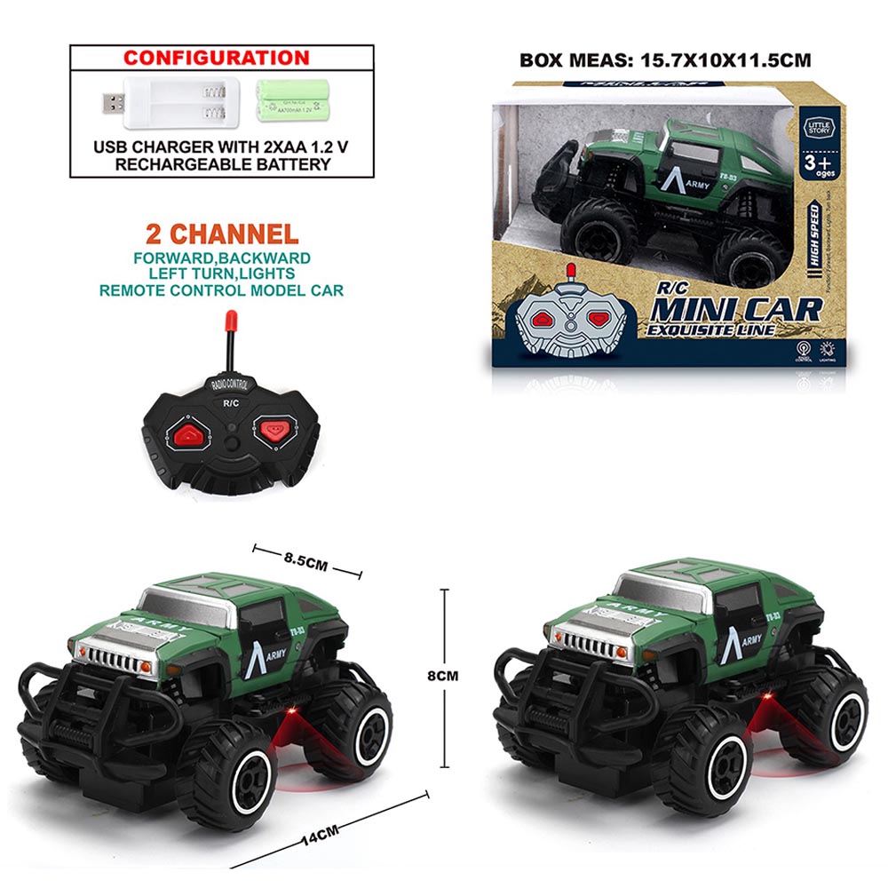 Little Story - 2 Channel Military Car with Remote Control - Green