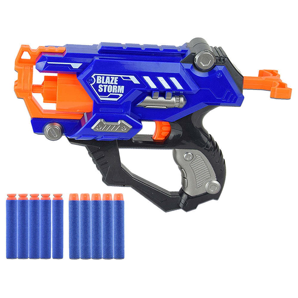 Little Story - Kids Manual Bullet Gun with Soft Bullets - 10Pcs - Blue