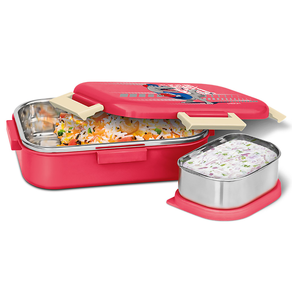 Milton - Flatmate Inner Stainless Steel Lunch Box with Container - 700ml - Dino Red