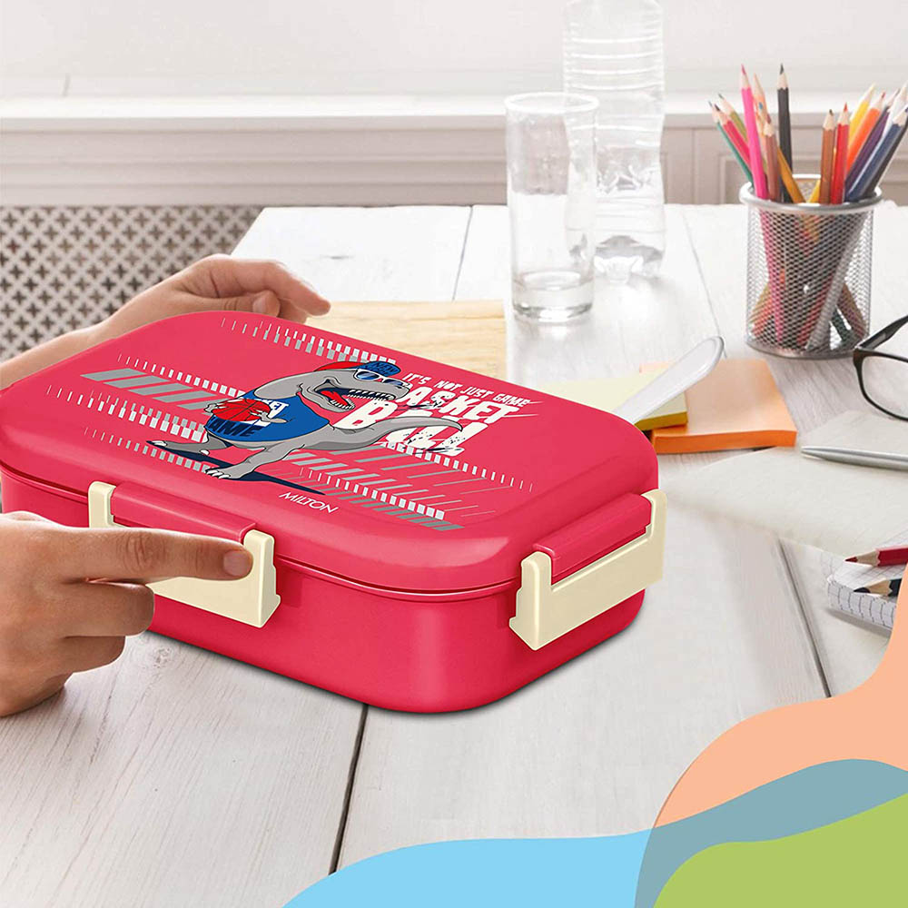 Milton - Flatmate Inner Stainless Steel Lunch Box with Container - 700ml - Dino Red