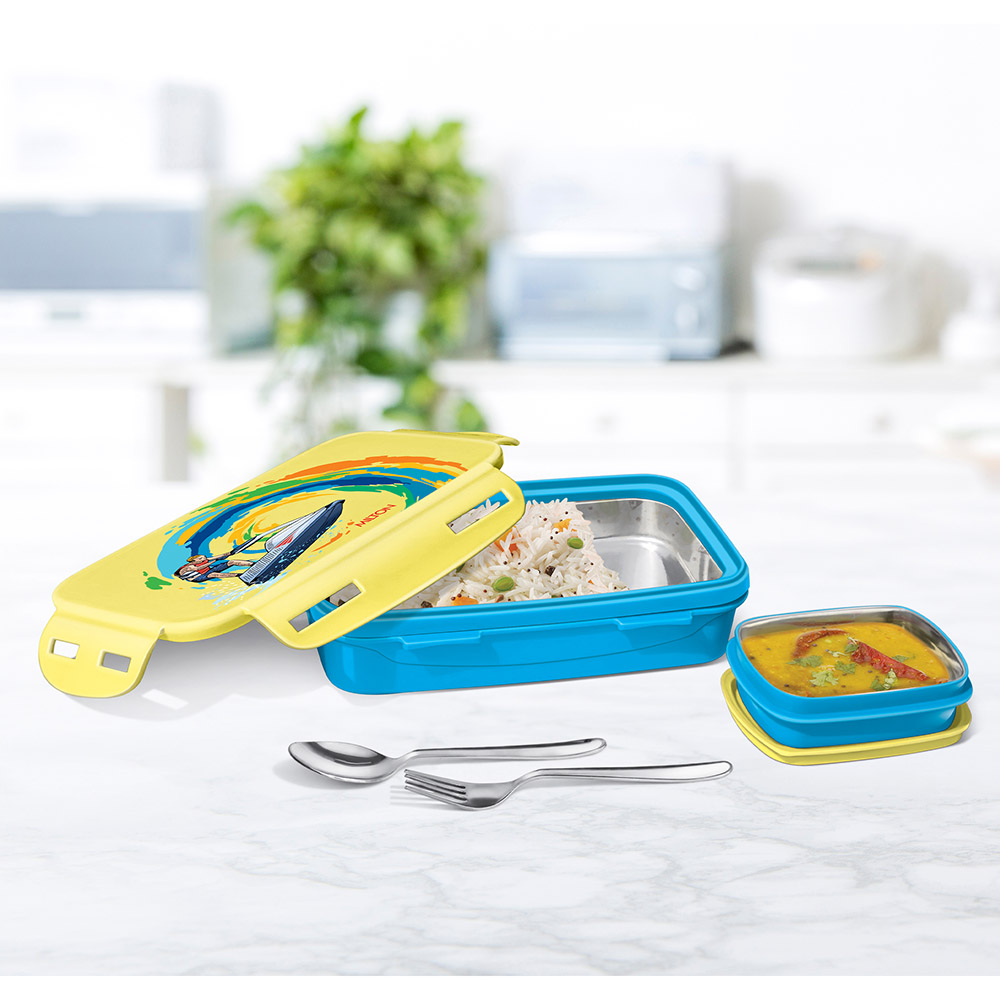 Milton - Steely Deluxe Lunch Box with Container - 400ml - Blue