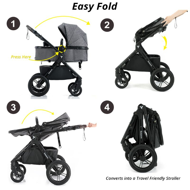 Teknum - 3-in-1 Compacto Travel Stroller - Dark Grey