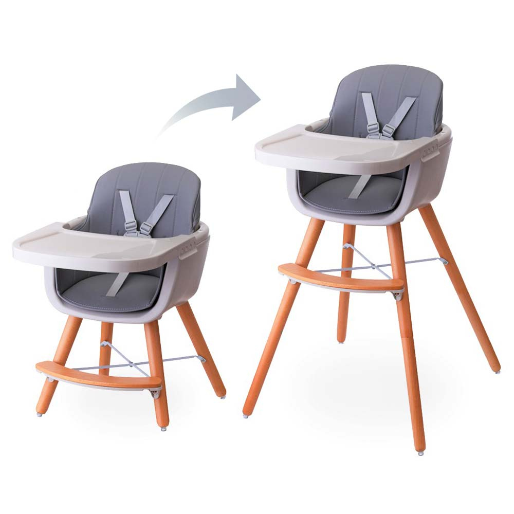 Teknum Premium Dual Height Wooden High Chair - Grey