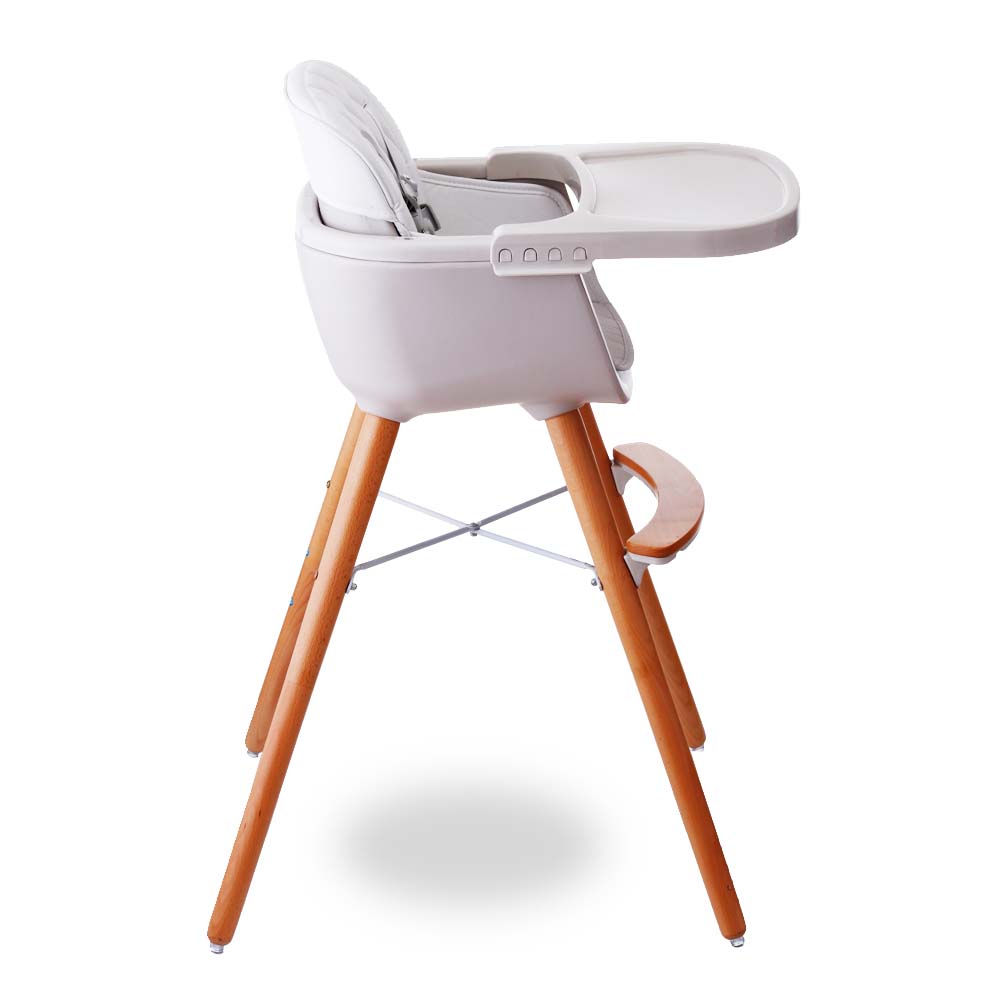 Teknum Premium Dual Height Wooden High Chair - White