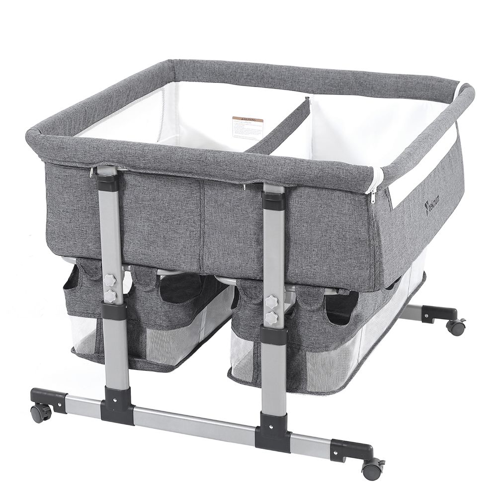 Teknum -Twin Bedside Fellow Crib - Grey