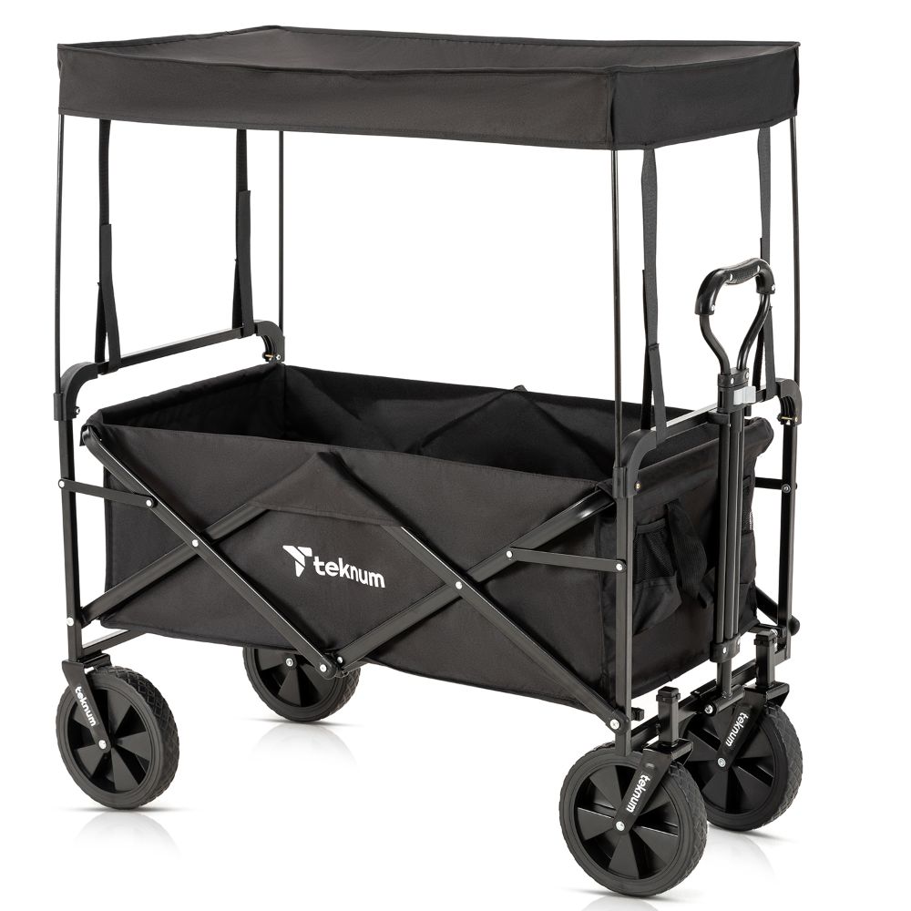 Teknum - Folding Wagon Cart with Canopy - Black