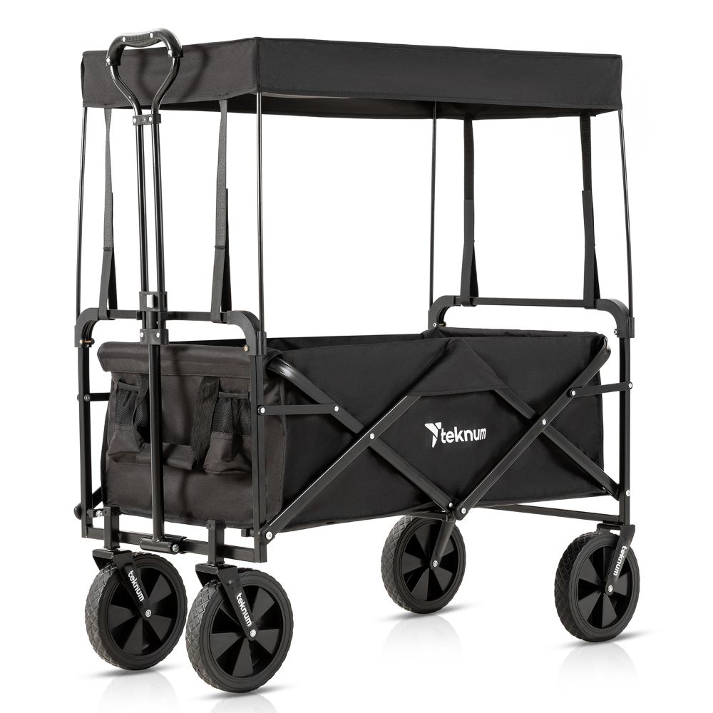 Teknum - Folding Wagon Cart with Canopy - Black