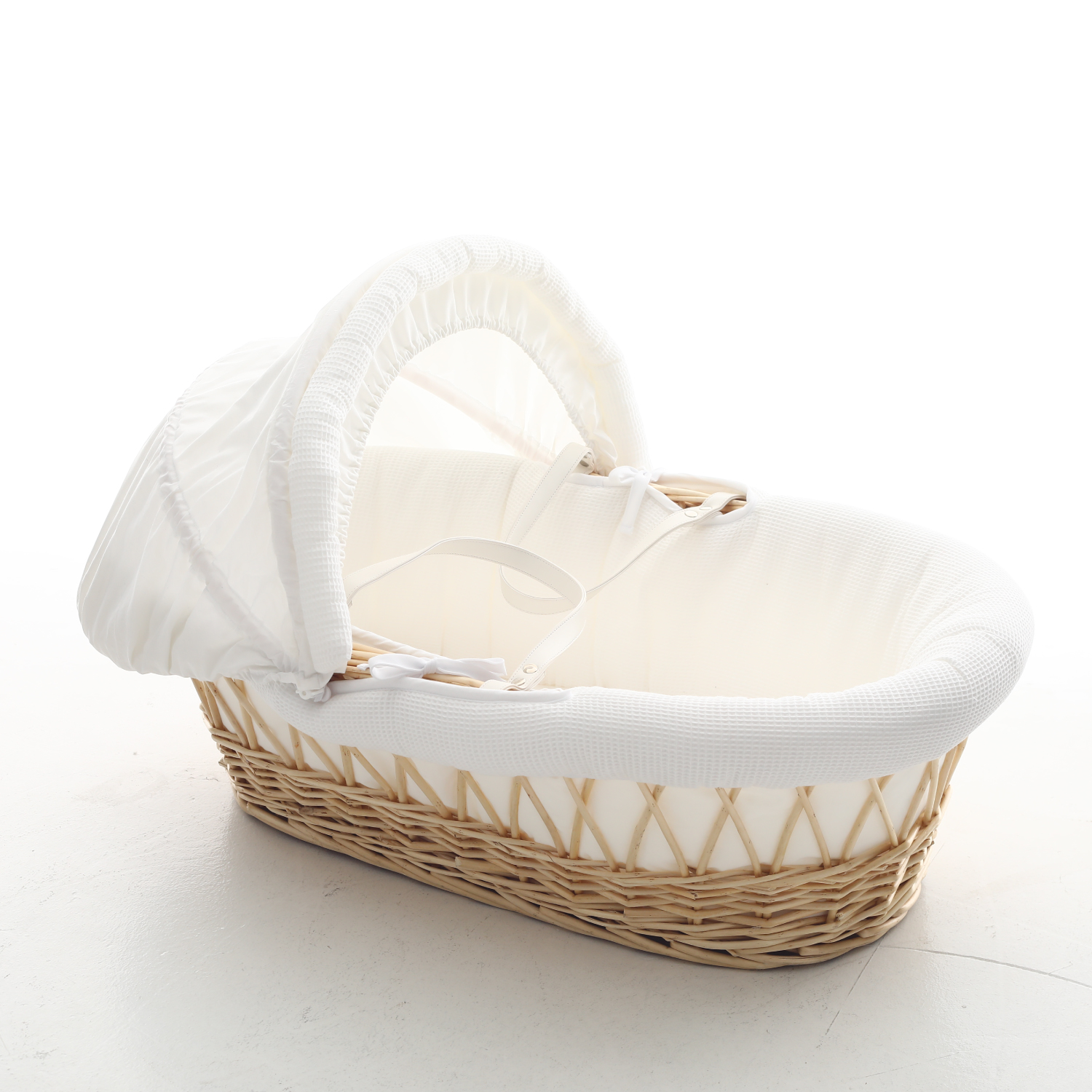 Teknum Infant Wicker Moses Basket with Waffle Beddings - Brown