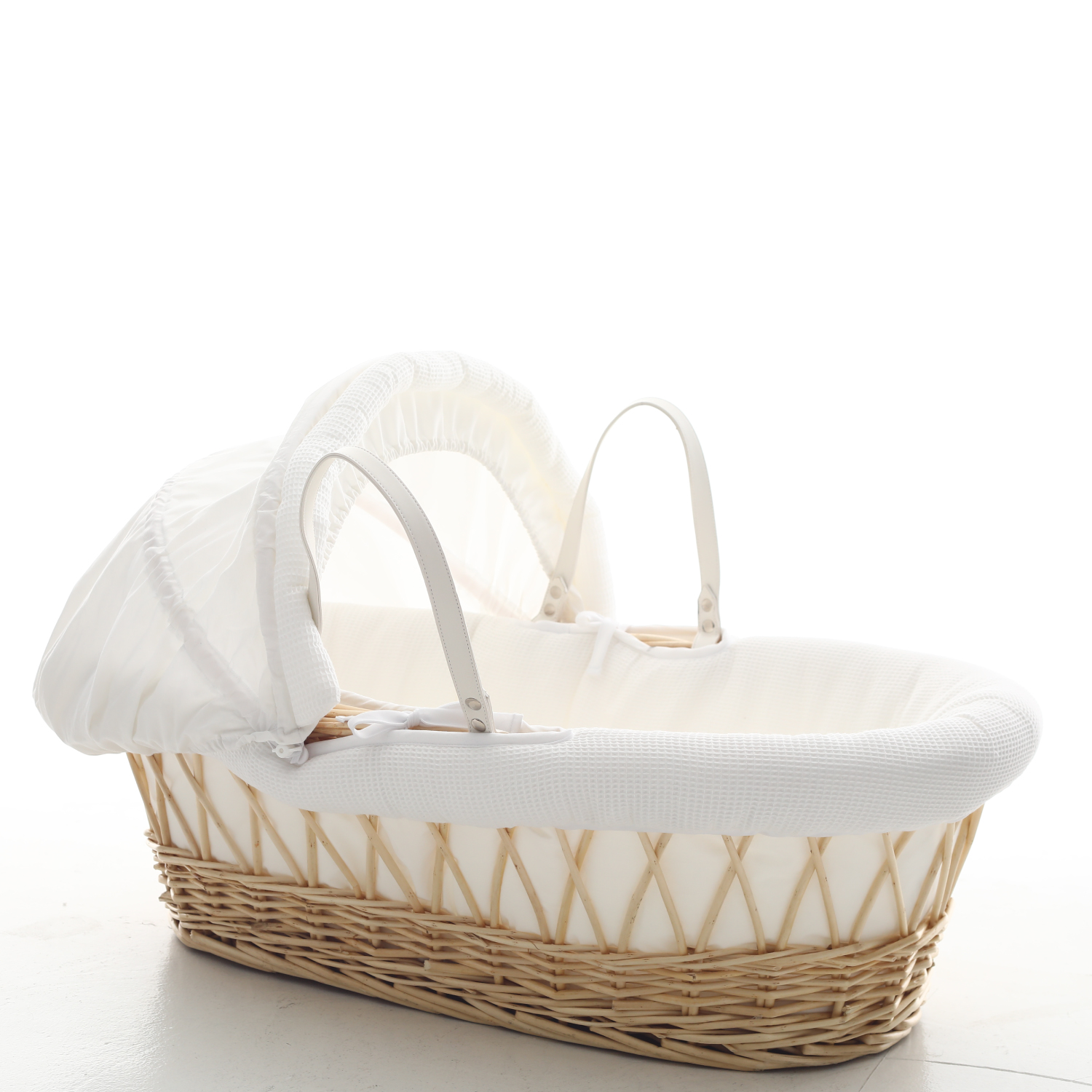 Teknum Infant Wicker Moses Basket with Waffle Beddings - Brown