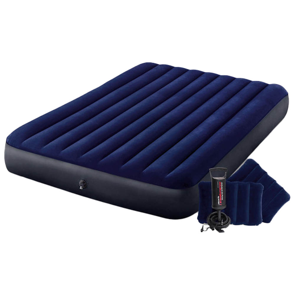 Intex - Queen Dura-Beam Classic Downy Airbed with Hand Pump