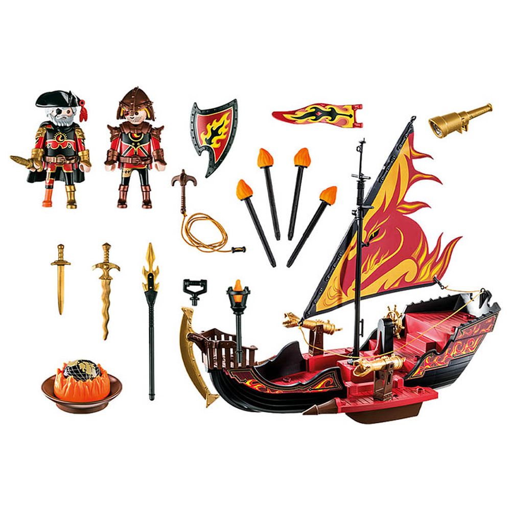 Playmobil - Burnham Raiders Fire Ship Set - Red