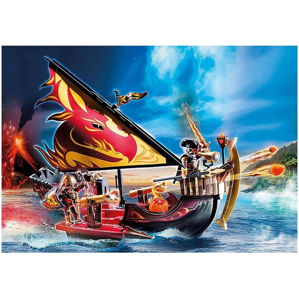 Playmobil - Burnham Raiders Fire Ship Set - Red