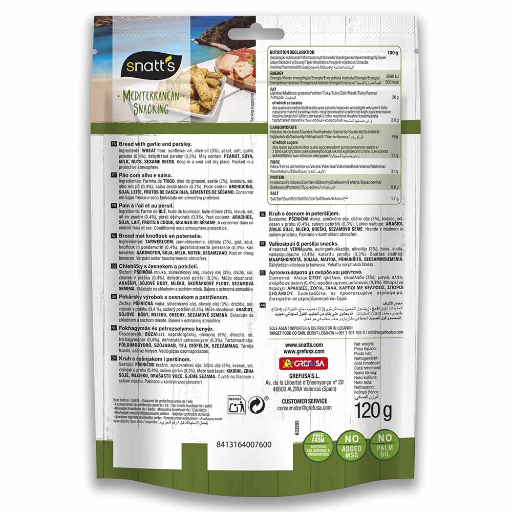 Snatt's - Bread Snacks Garlic & Parsley 120g