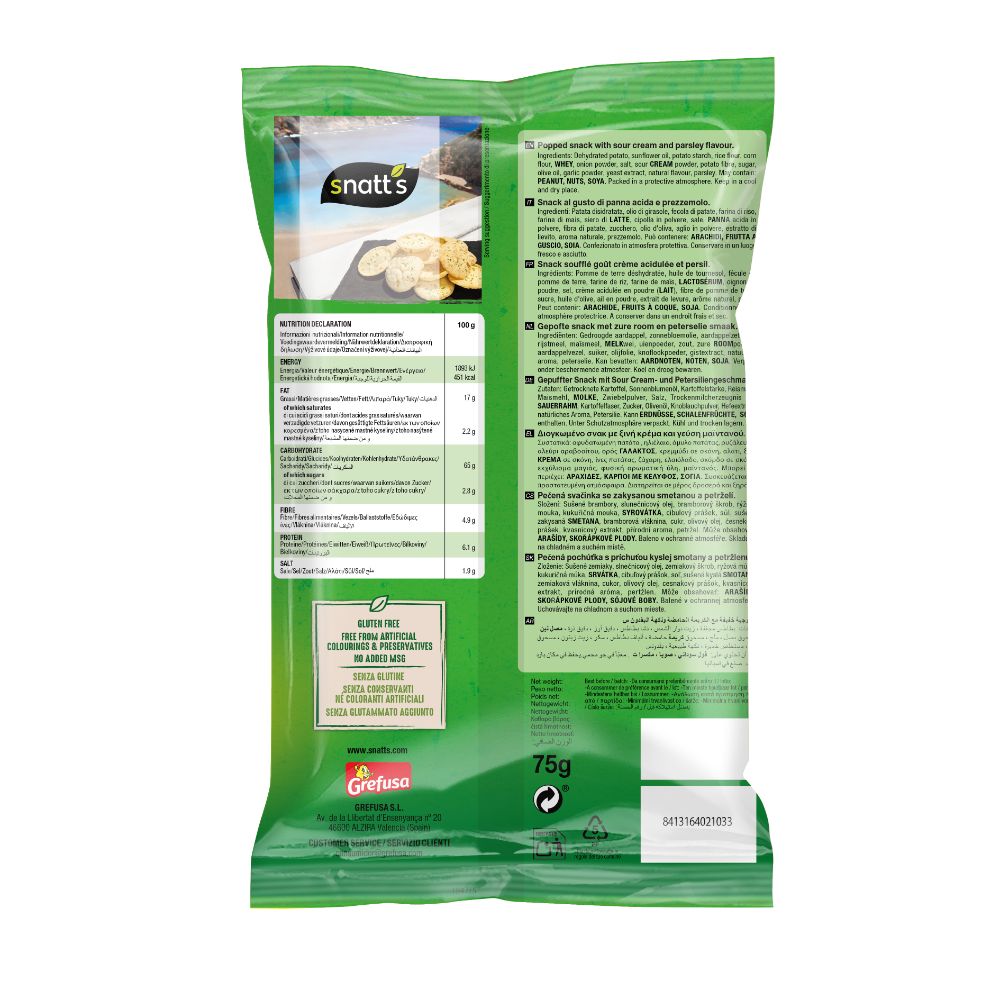 Snatt's Popped Chips Sour Cream 75gm