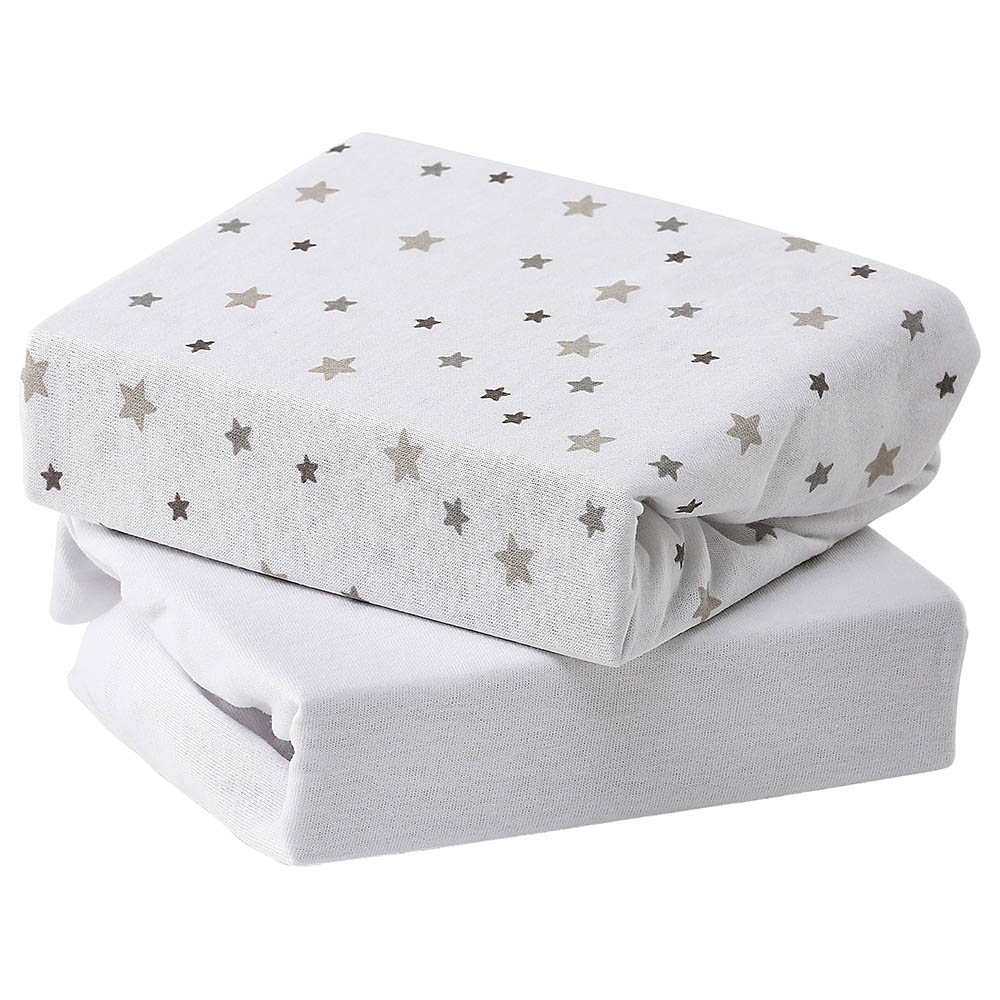 Baby Elegance - Jersey Sheets Moses/Pram - Pack Of 2 - Grey Star (Exclusive)