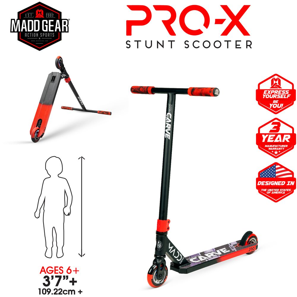 Madd Gear - Carve Pro X Stunt Scooter - Black/Red