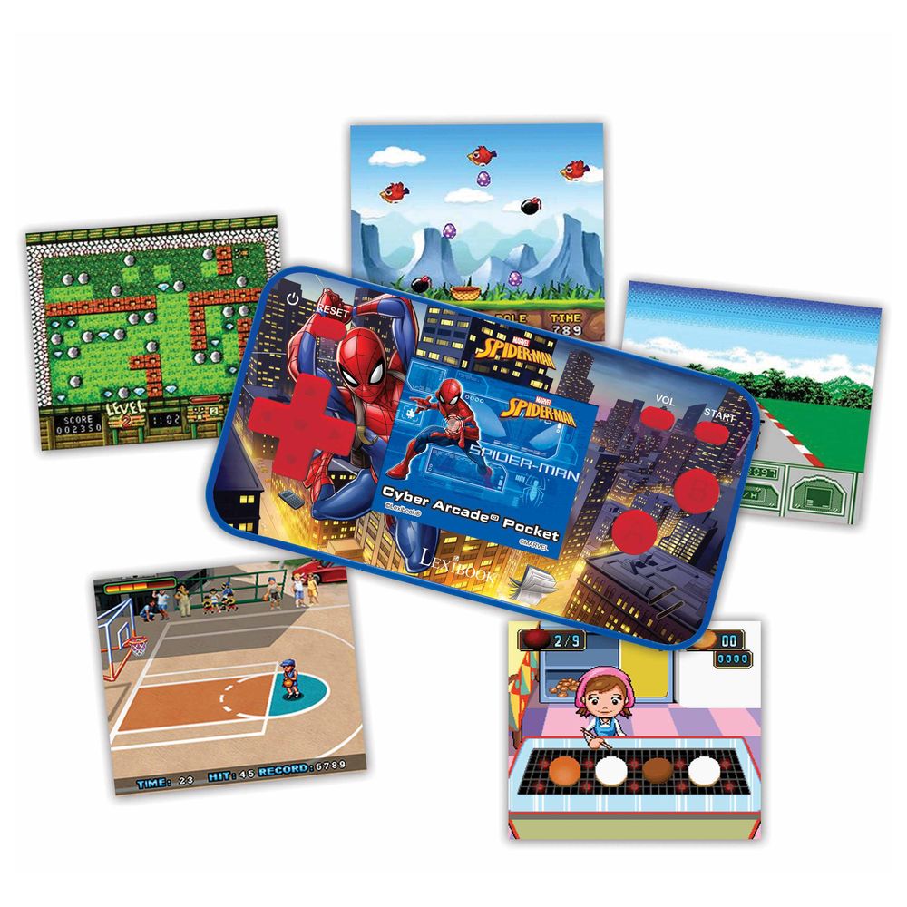 Lexibook - وحدة تحكم محمولة Cyber Arcade Pocket - Spider-Man - 1.8 بوصة - 150 لعبة