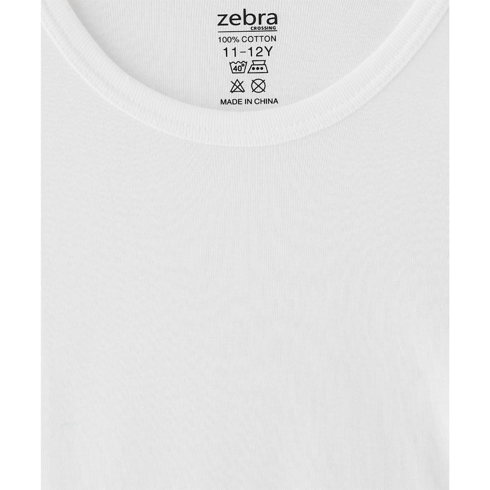 Zebra Crossing Boys Round Neck Undershirts - White