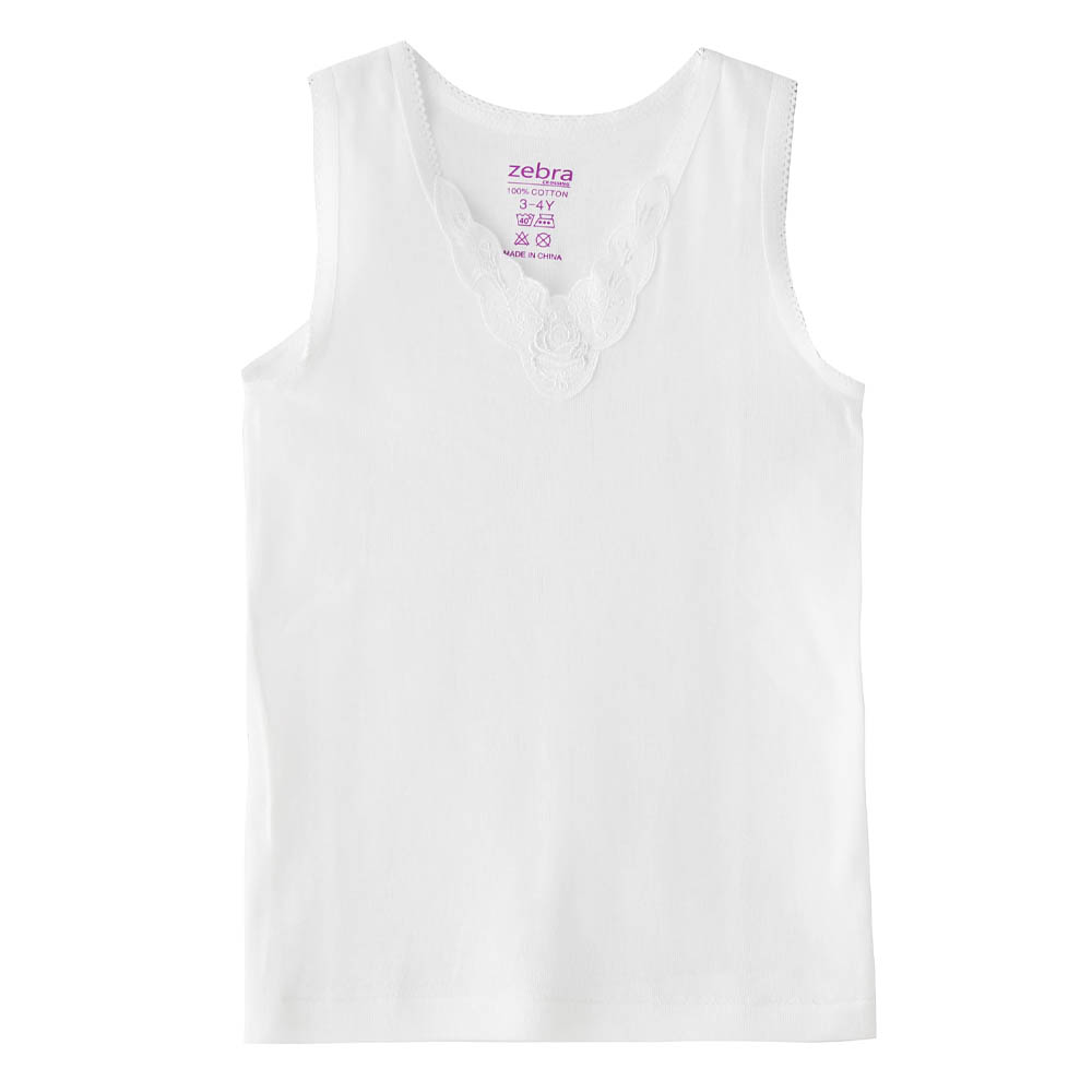 Zebra Crossing Girls Solid Vest - White