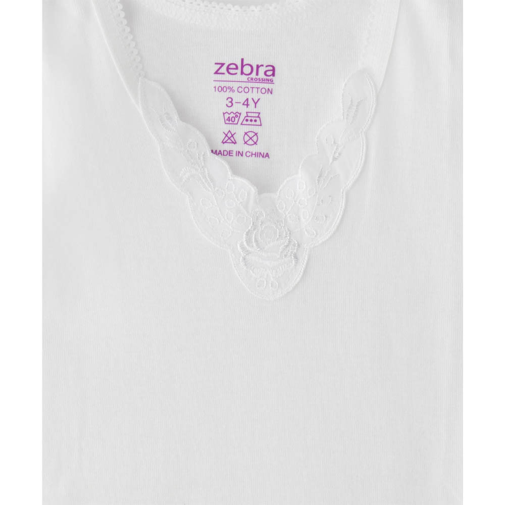 Zebra Crossing Girls Solid Vest - White