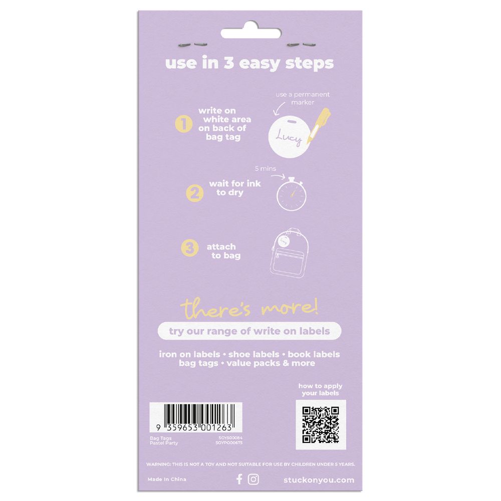 Stuck On You - Party Bag Tags Pack of 3