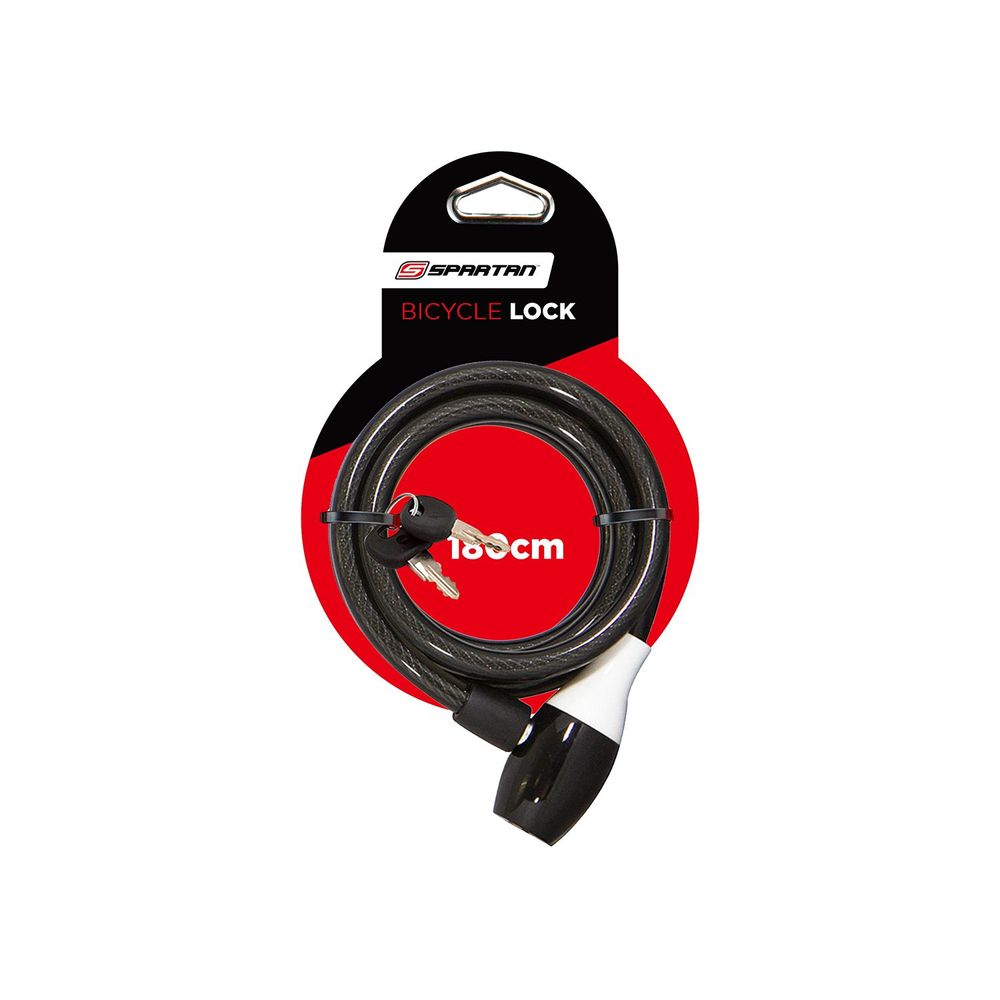 Spartan - Bicycle Security Cable Lock With 2 Keys - Black - 180 cm
