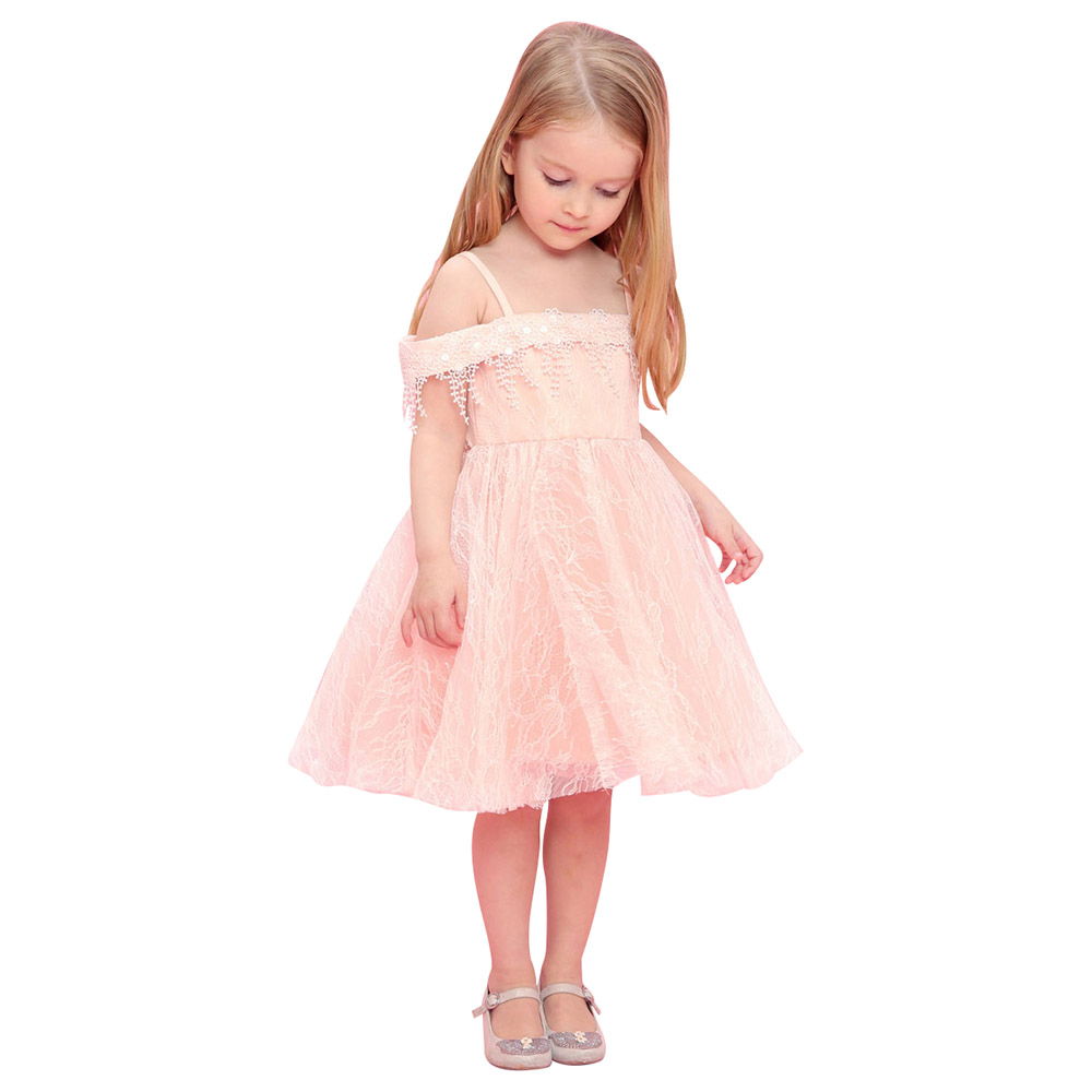 Baby Doll Cold Shoulder Sleeveless Tulle Dress - Peach
