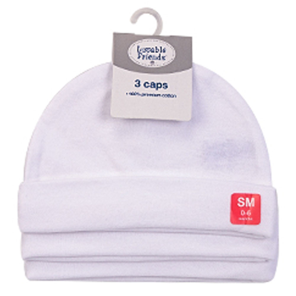 Hudson Childrenswear - Cotton Caps - Pack of 3 - White