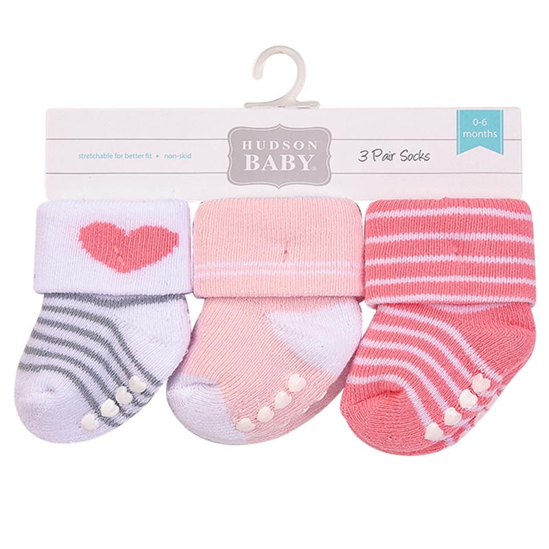 Hudson Childrenswear Heart Newborn Socks - Pack of 3