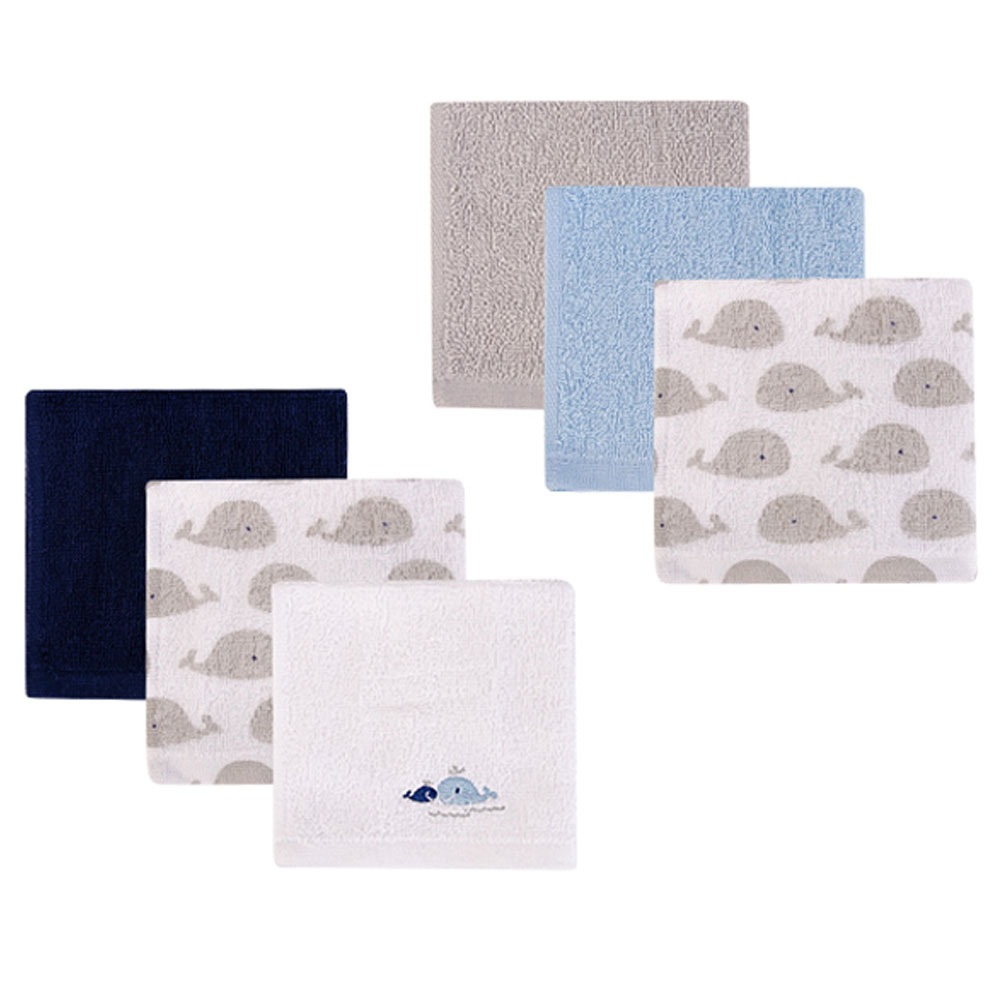 Hudson Childrenswear - Terry Washcloths - Pack of 6 - Whale 