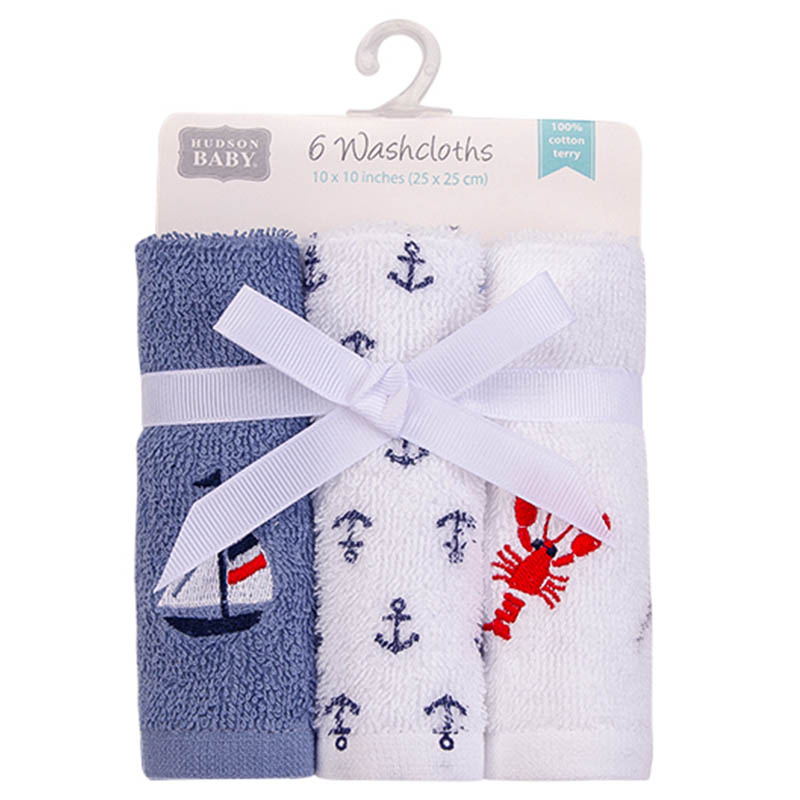 Hudson Childrenswear - Lobster Cotton Washcloth Pack of 6