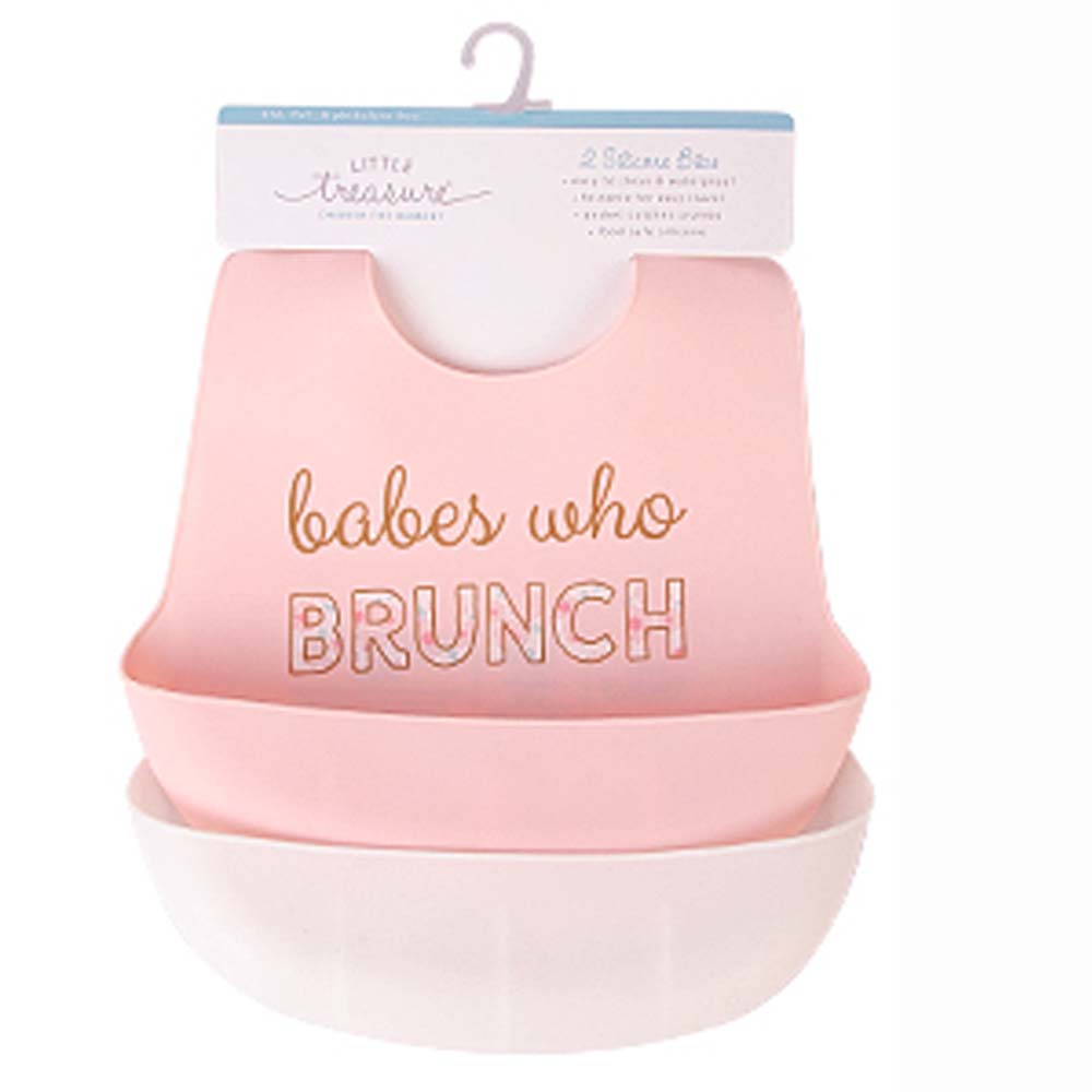 Hudson Childrenswear - Silicone Bibs - Pack of 2 - Pink/White