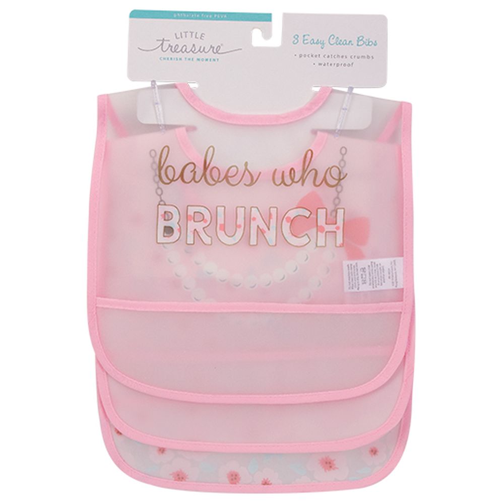 Waterproof PEVA bibs Pack of 3 - Pink