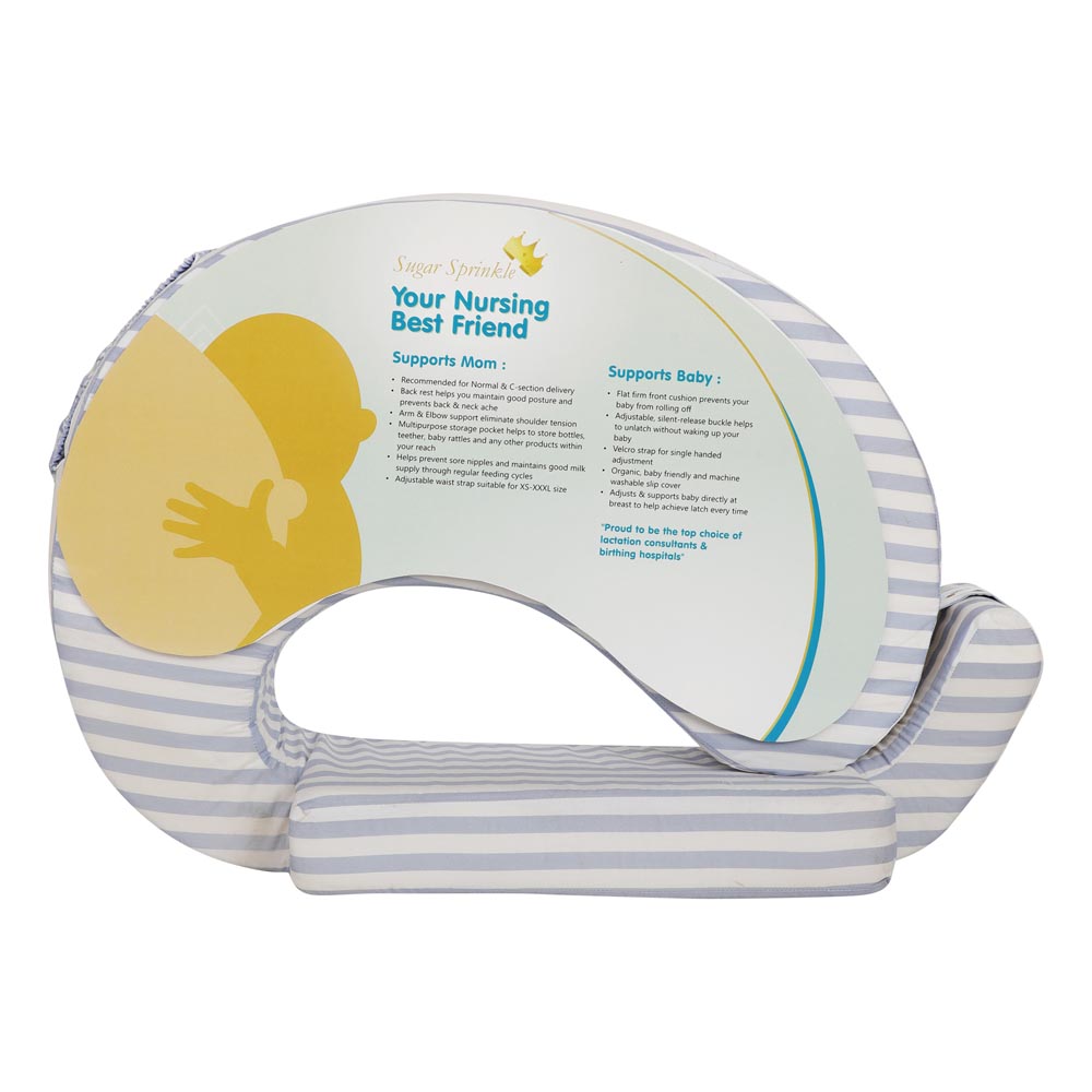 Sugar Sprinkle - Deluxe Organic Nursing Pillow - Blue Stripe