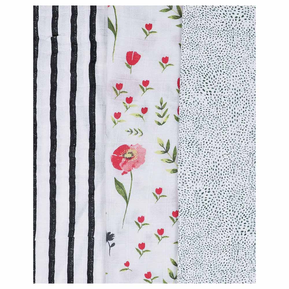Little Unicorn - Cotton Swaddle Pack of 3 - Summer Poppy 2