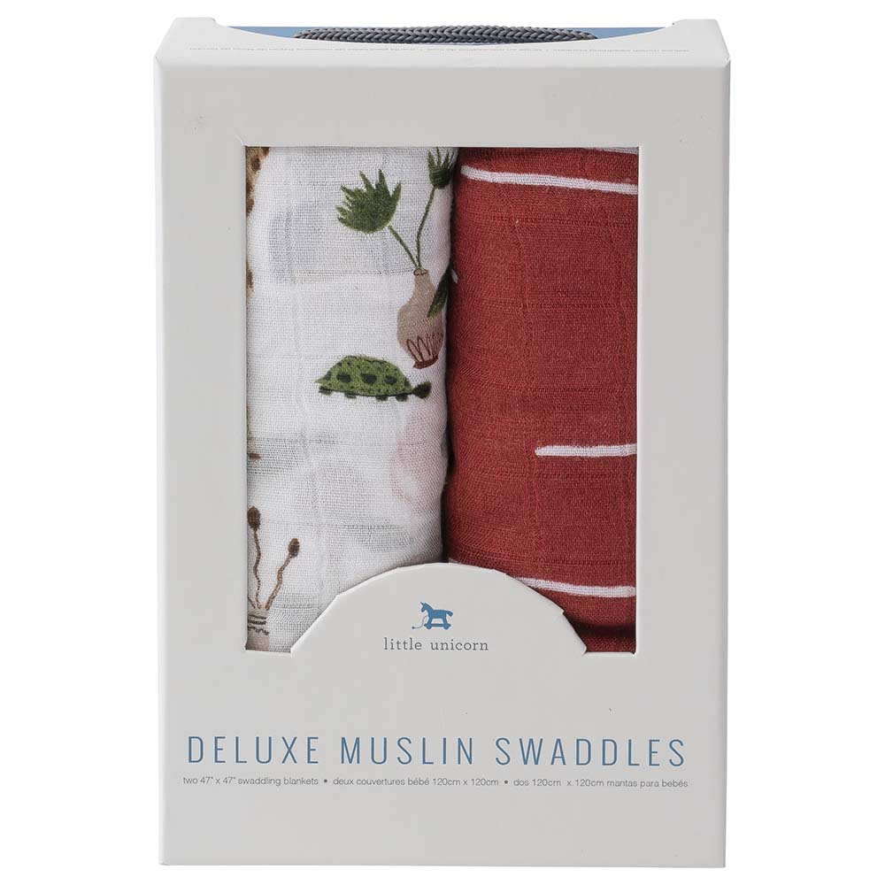 Little Unicorn - Deluxe Muslin Swaddle 2 Pack Safari Social