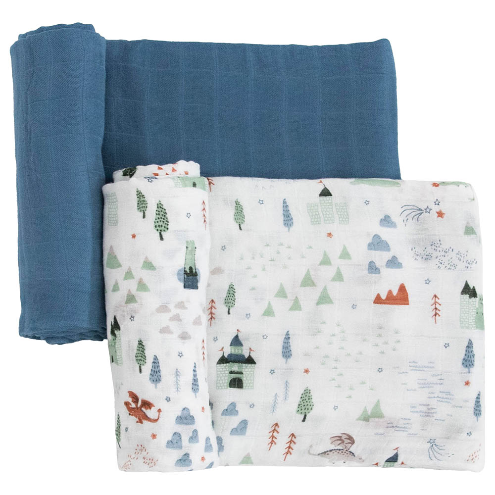 Little Unicorn - Deluxe Muslin Swaddle 2 Pack - Dragon Days