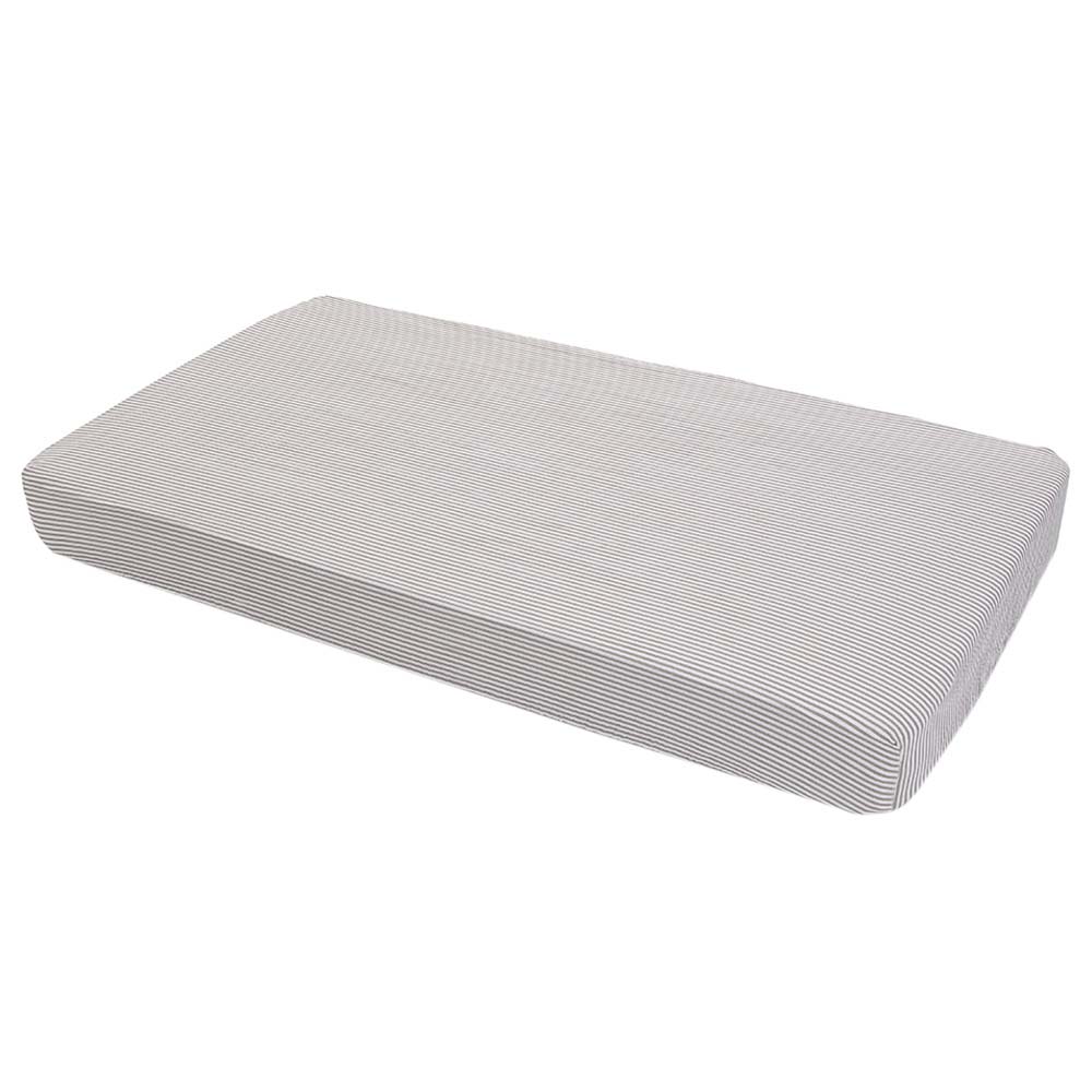 Little Unicorn Cotton Muslin Crib Sheet - Grey Stripe