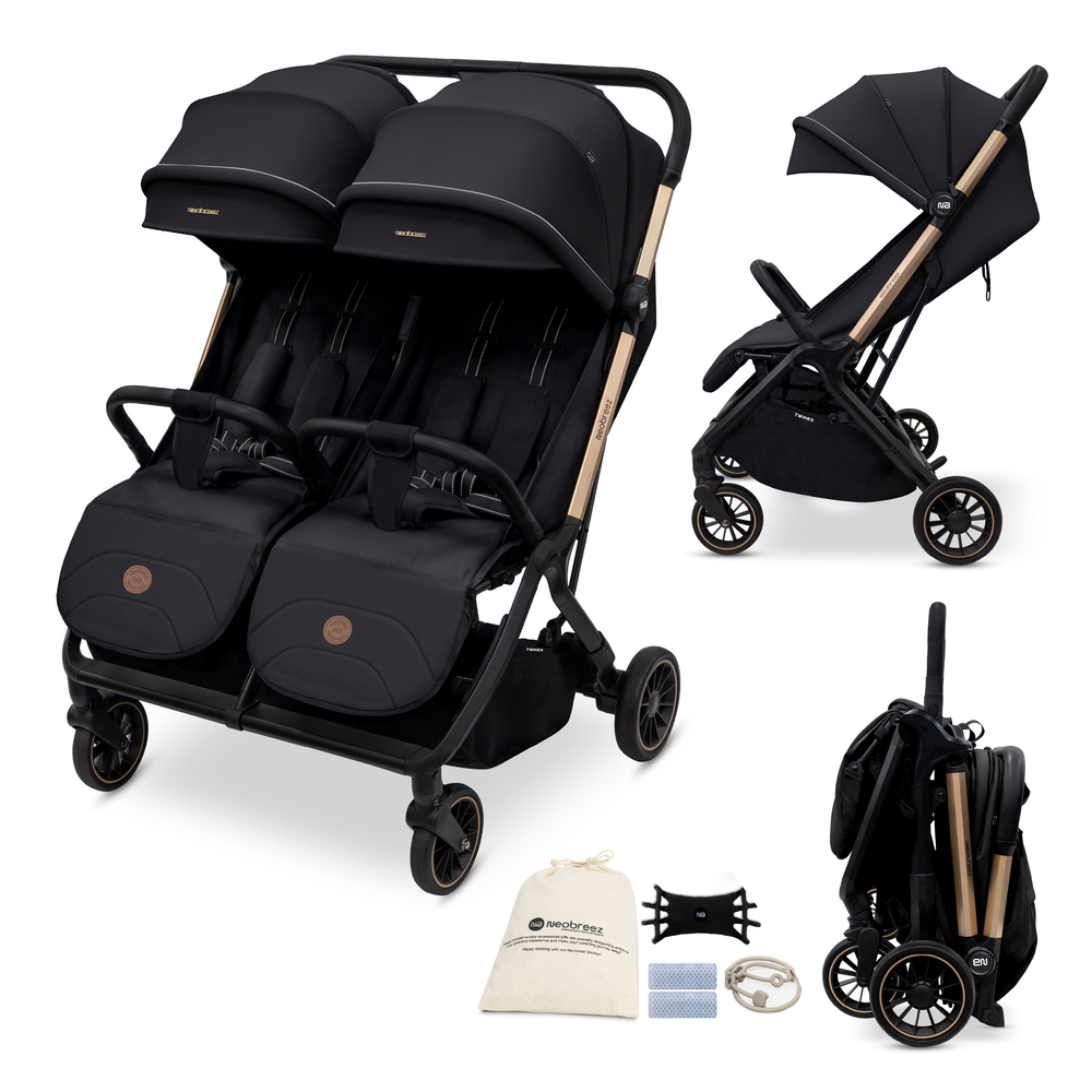 Neobreez - Twinex Auto Fold Double Stroller, Compact Twin Stroller