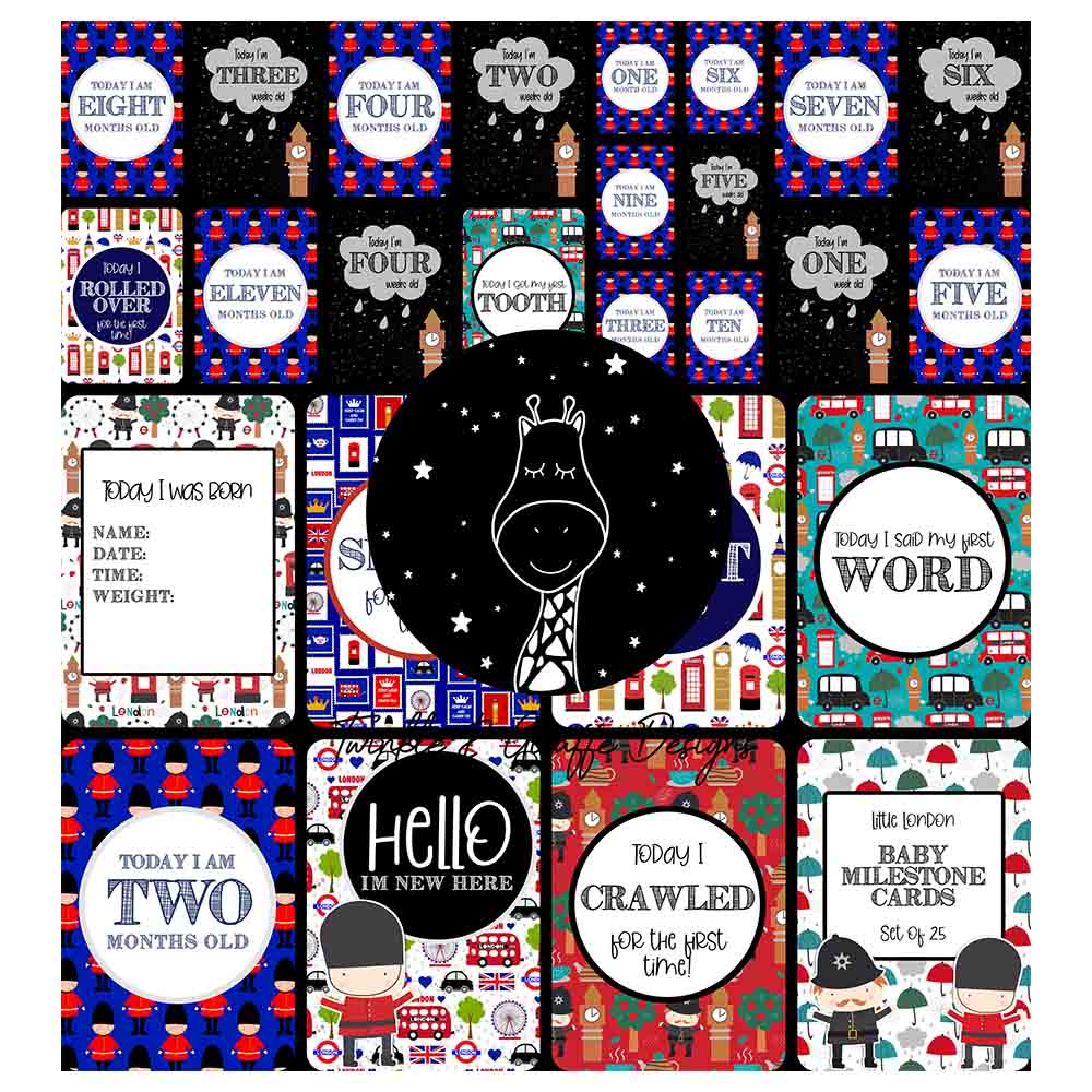 Twinkle And Giraffe Designs - Little London Milestone Card