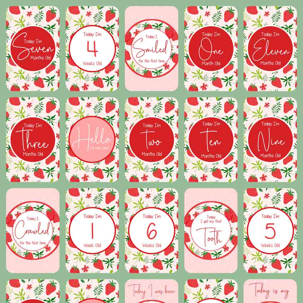 Twinkle And Giraffe - Strawberry Baby Milestone Cards 25C