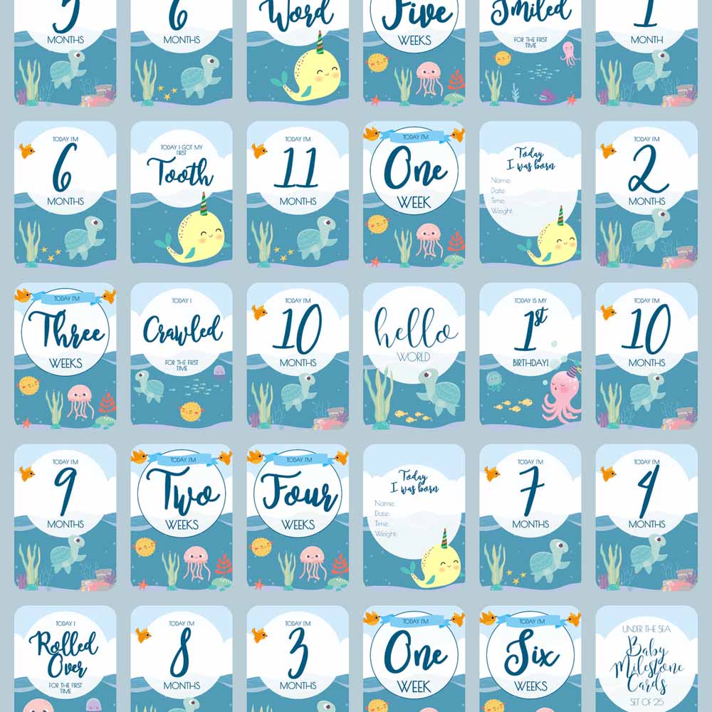 Twinkle And Giraffe - Under the Sea Baby Milestone Cards 25C
