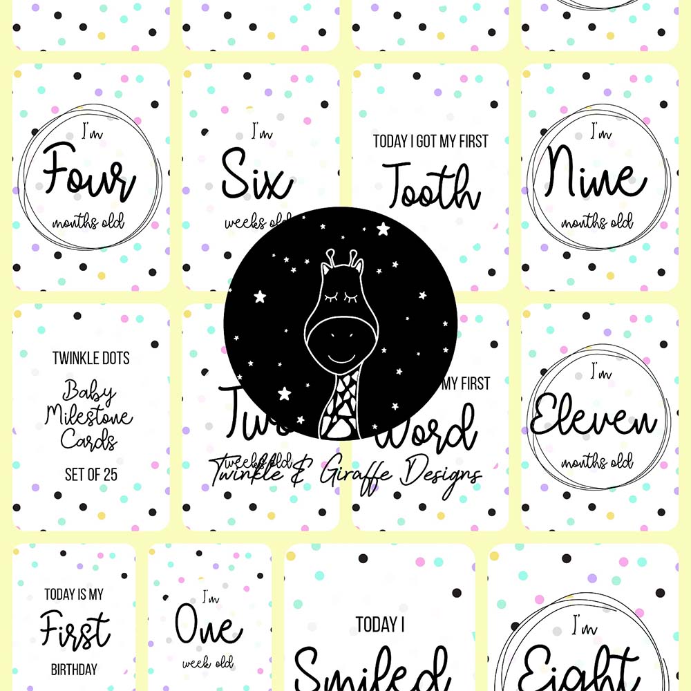 Twinkle And Giraffe - Dots Baby Milestone Cards 25C