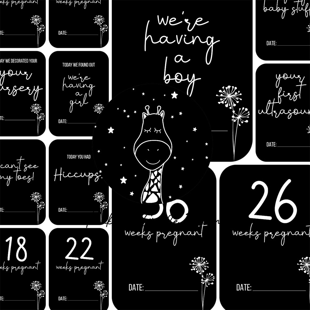 Twinkle And Giraffe - Black Dandelion Pregnancy Cards 30C