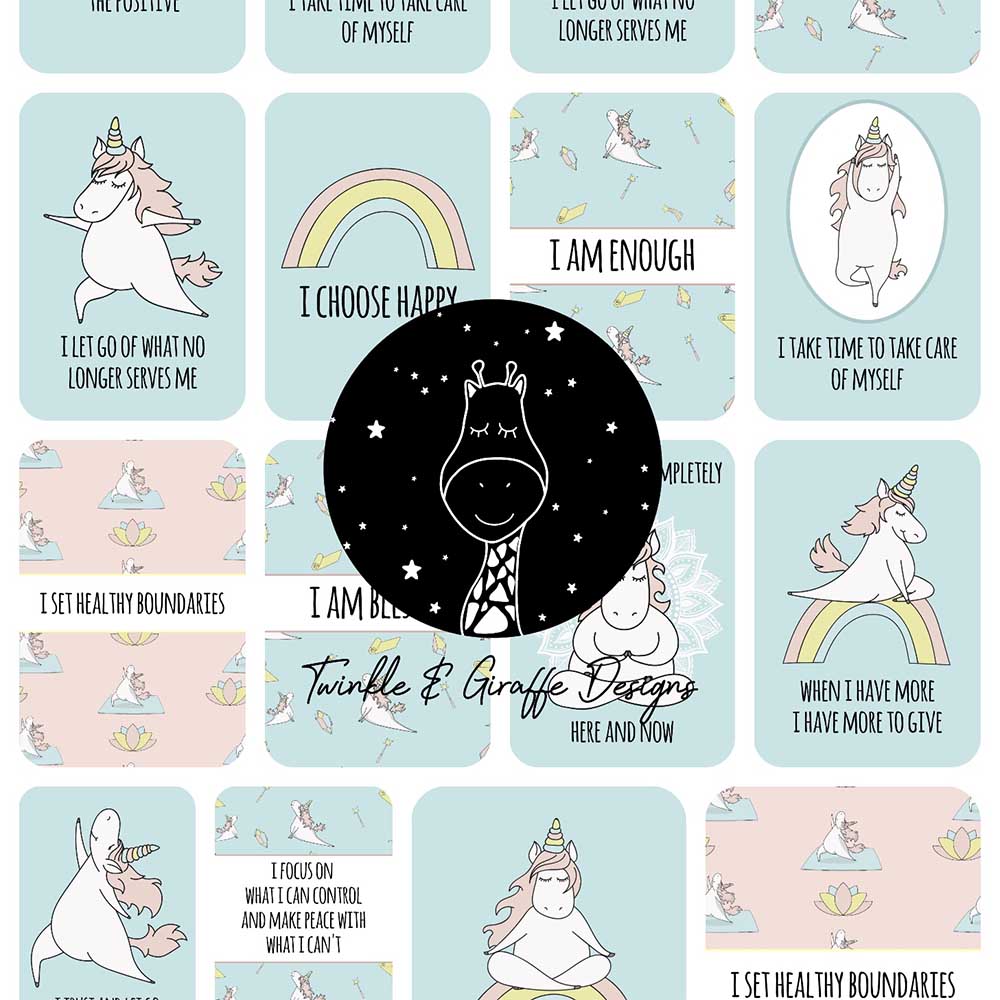 Twinkle And Giraffe - Yoga Unicorn Affirmation Cards 20C