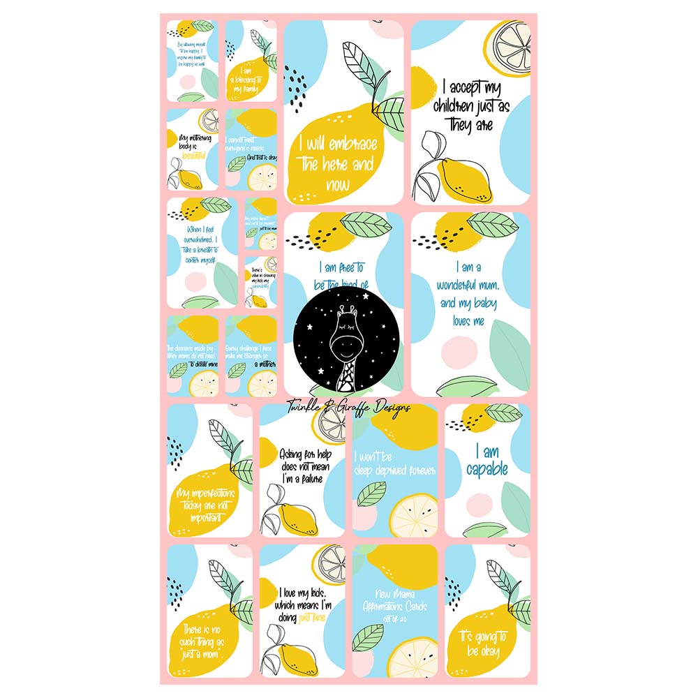 Twinkle And Giraffe - Set Of 20 New Mama Affirmation Cards