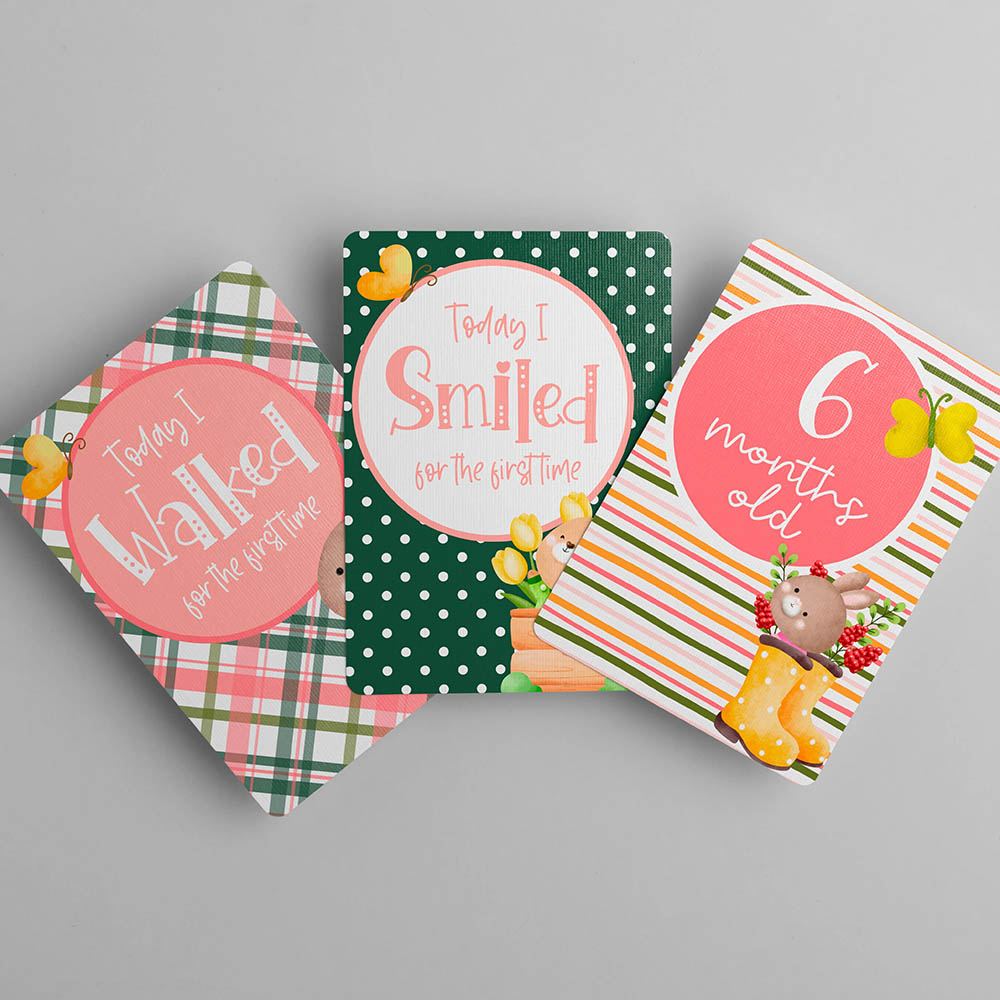 Twinkle and Giraffe Designs - Flowers Milestone Cards - 25pc-Set